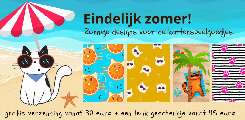 Leuke zomerse designs voor het wasbare en hervulbare kattenspeelgoed van greenPAWS. Gratis verzending vanaf 30 euro.