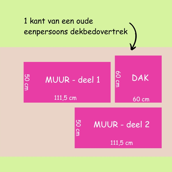 Patroon kattenhuisje gespeld op een eenpersoons dekbedovertrek.