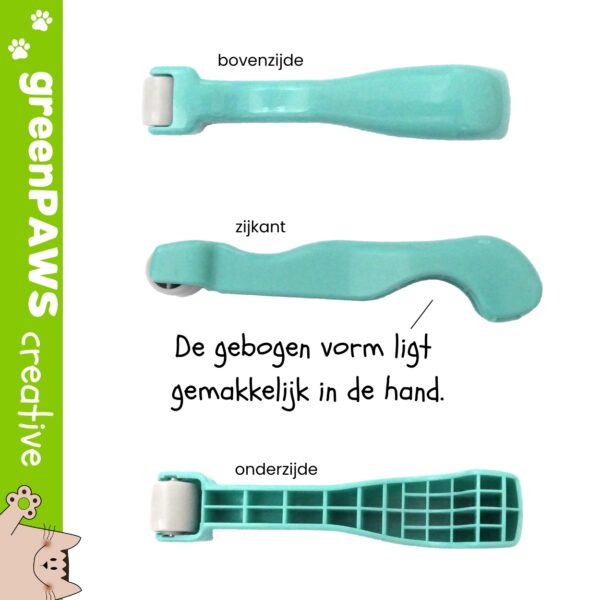 Nadenroller voor stof met ergonomisch gebogen handvat