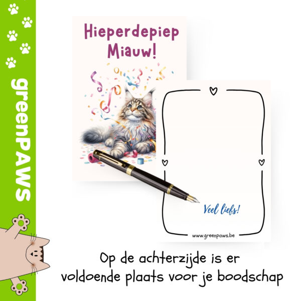 Verjaardagskaart met kat - cat lover verjaardagskaart - enkelvoudige kaart met envelop