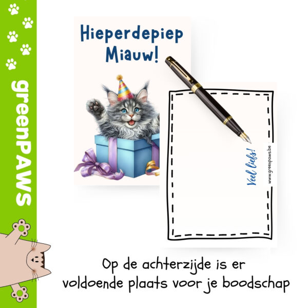 Verjaardagskaart met kat - cat lover verjaardagskaart - enkelvoudige kaart met envelop