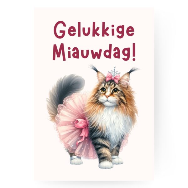 Verjaardagskaart met kat - cat lover verjaardagskaart - enkelvoudige kaart met envelop