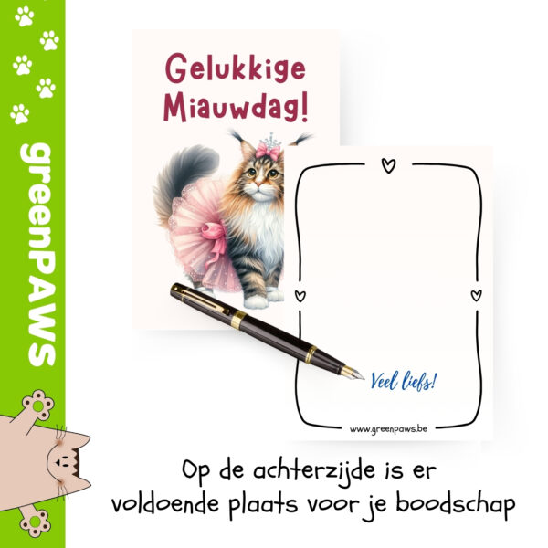 Verjaardagskaart met kat - cat lover verjaardagskaart - enkelvoudige kaart met envelop