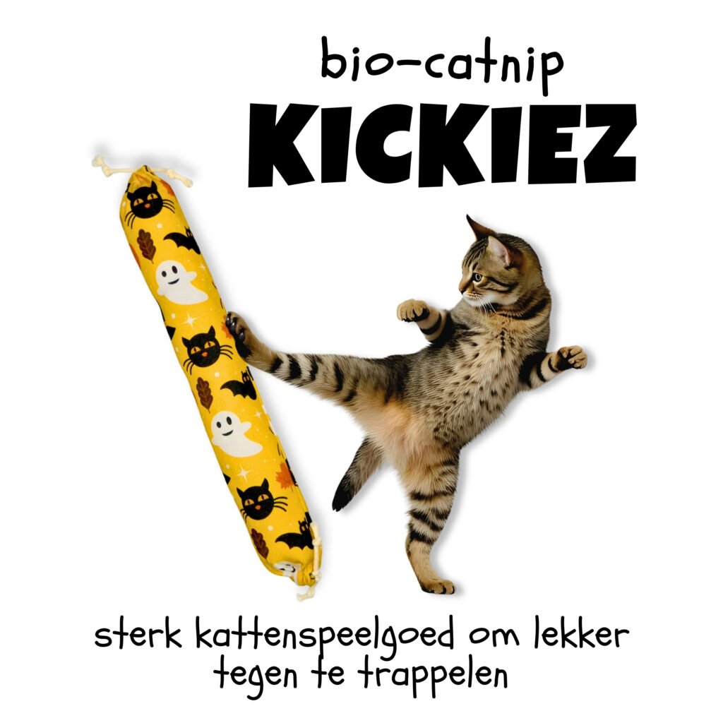 duurzaam greenPAWS kattenspeelgoed om tegen te trappelen - uit sterke biologische katoen - gevuld met bio-catnip en Belgische schapenwol - wasbaar in de wasmachine - lokaal gemaakt in België.
